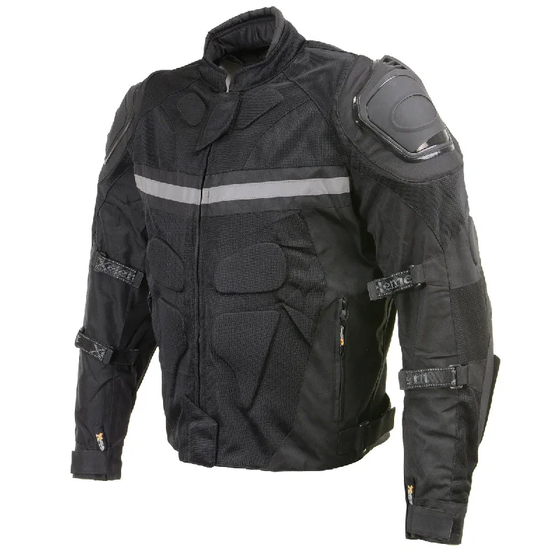 Comfortable And Cold-proof Xelement CF751 Men's Roll Out Black Tri-Tex Motorcycle Protective Riders Jacket w/ CE Armor Protection