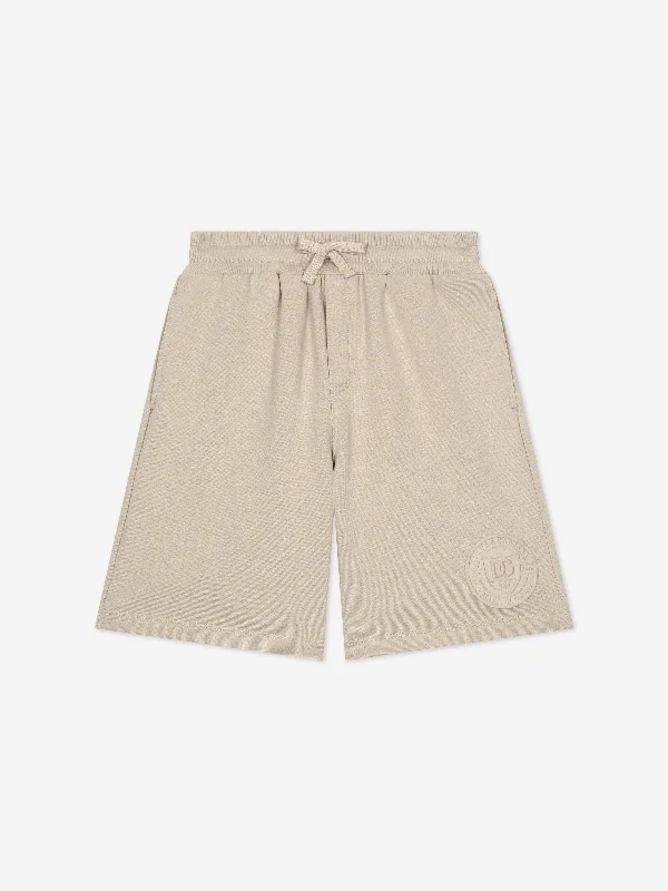 Layered Comfort Dolce & Gabbana Boys Logo Bermuda Shorts in Beige
