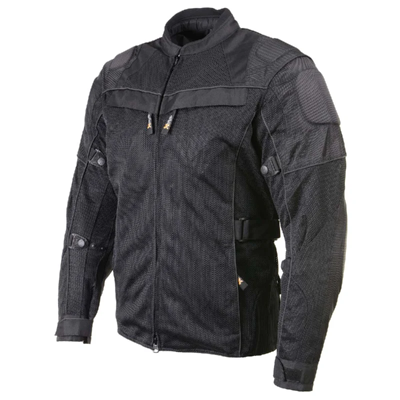 Age-reducing Style Xelement XS8160 Men's 'Shadow' All Season Black Tri-Tex and Mesh Motorcycle Rider Jacket with X-Armor Protection