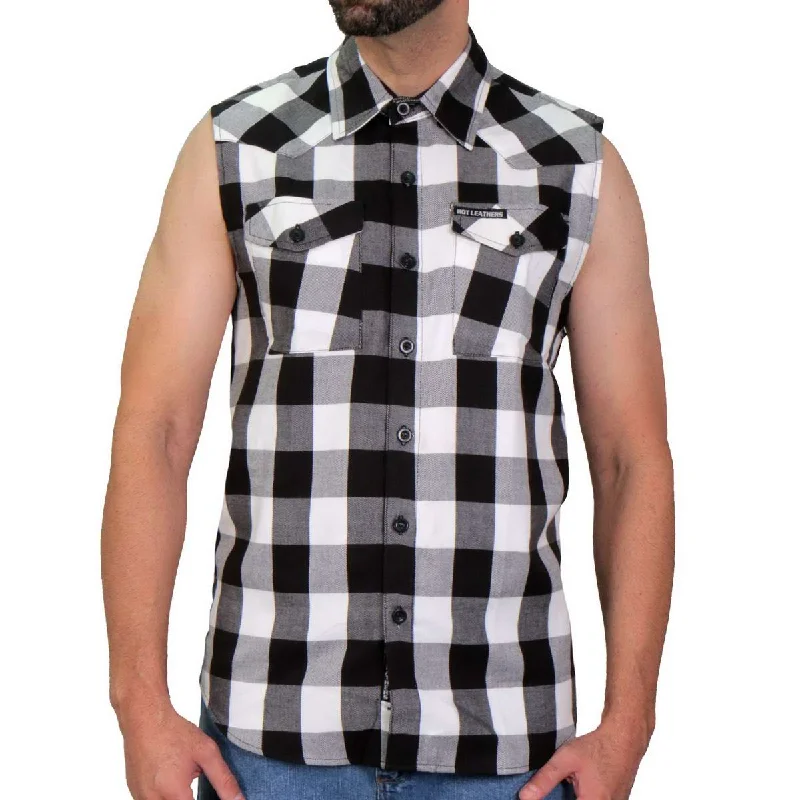 Must-have For Autumn And Winter Hot Leathers FLM5004 Men’s Black and White Sleeveless Cotton Flannel Shirt Must-have For Autumn And Winter Hot Leathers FLM5004 Men’s Black and White Sleeveless Cotton Flannel Shirt