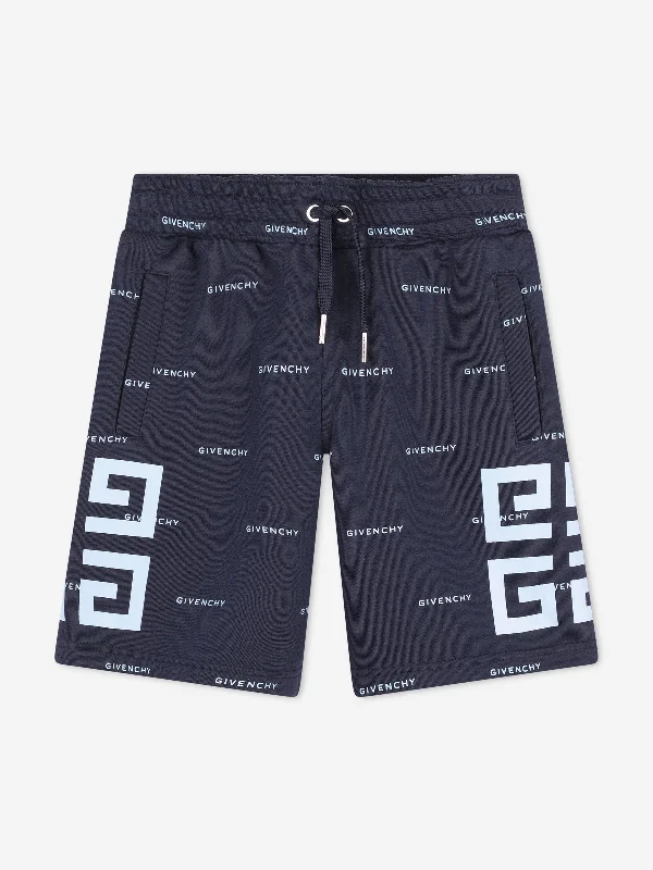 Classic Retro Givenchy Boys 4G Logo Bermuda Shorts in Navy