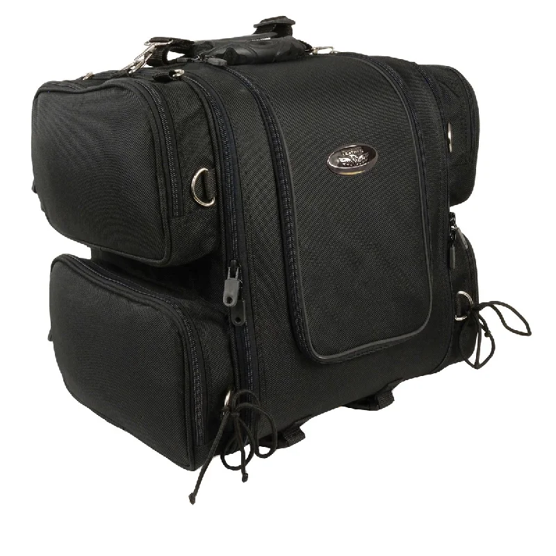 Comfy Layers Milwaukee Leather SH681 Medium Black Textile Ultra Touring Motorcycle Sissy Bar Bag