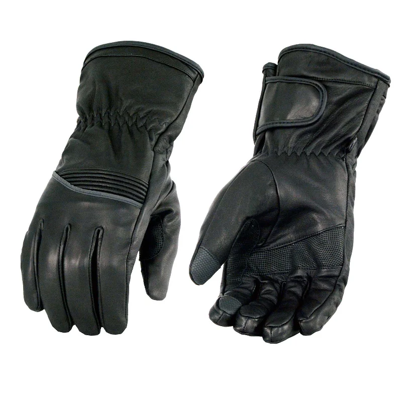 New Products Milwaukee Leather MG7551 Men's Black Cowhide Leather Gauntlet Motorcycle Hand Gloves W/ i-Touch Screen and Waterproof