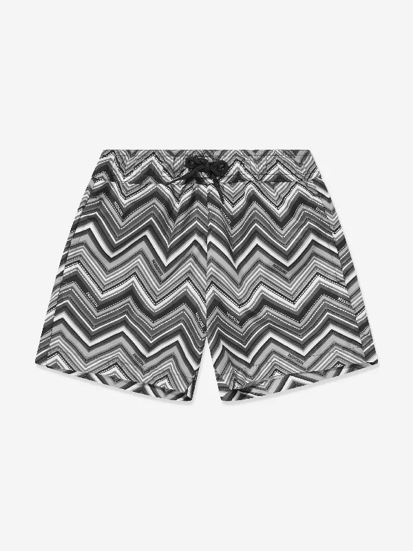 Sporty Elegance Missoni Boys Zigzag Swim Shorts in Black