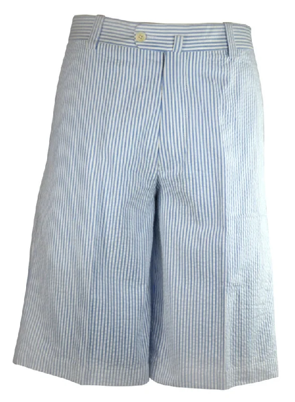 Effortless Dressing Monterey Cotton Seersucker Shorts - Skyblue