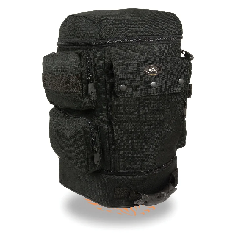 Practical Style Milwaukee Leather SH688 Large Black Retractable Nylon Sissy Bar Motorcycle Bag with Luggage Handle Practical Style Milwaukee Leather SH688 Large Black Retractable Nylon Sissy Bar Motorcycle Bag with Luggage Handle
