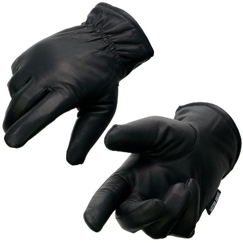 Casual Chic Wear Milwaukee Leather MG7523 Men's Black Leather Waterproof Cruiser Motorcycle Hand Gloves