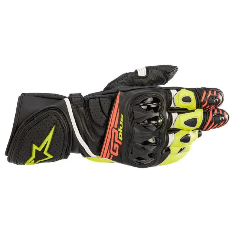 Casual And Comfortable Alpinestars Men’s GP Plus R v2 Black, Fluorescent Yellow, and Fluorescent Red Gloves