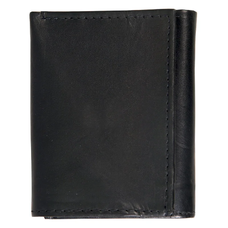 Soft Feel Hot Leathers WLD1008 Black Leather Tri-Fold Wallet