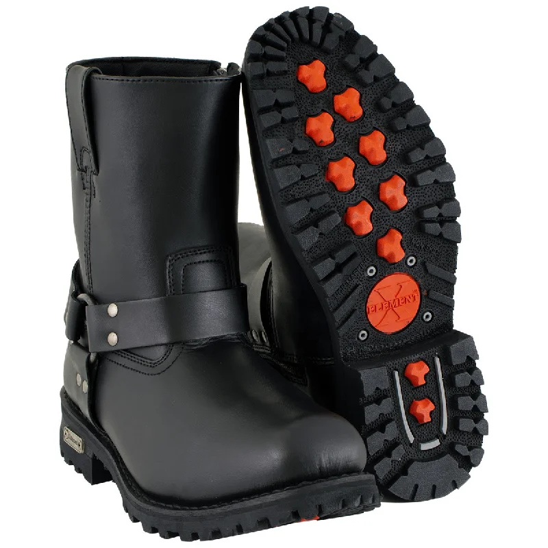 Wandering freely Xelement 1502 Men's Killa Classi Harness Premium Black Leather Motorcycle Rider Boots w/ Zipper Closure