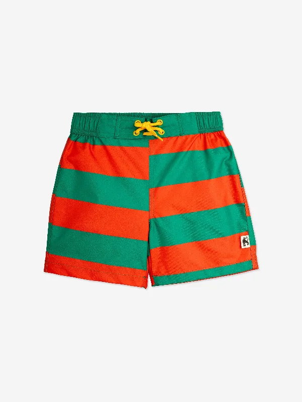 Casual Style Mini Rodini Boys Striped Swim Shorts in Multicolour