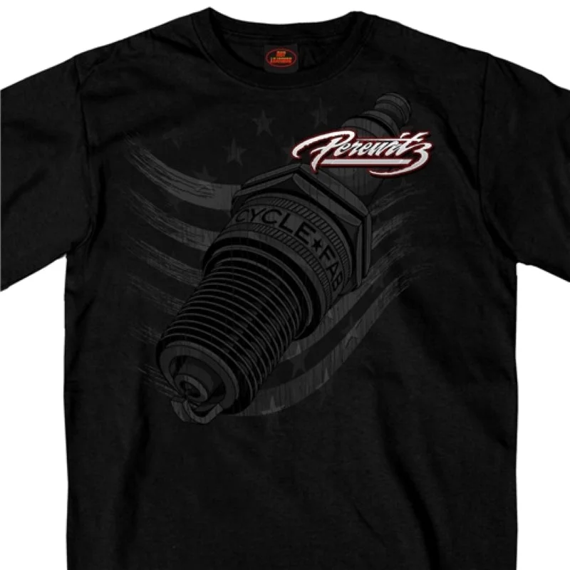 Classic Retro Official Perewitz PFM1006 Men’s Spark Plug Black T-Shirt
