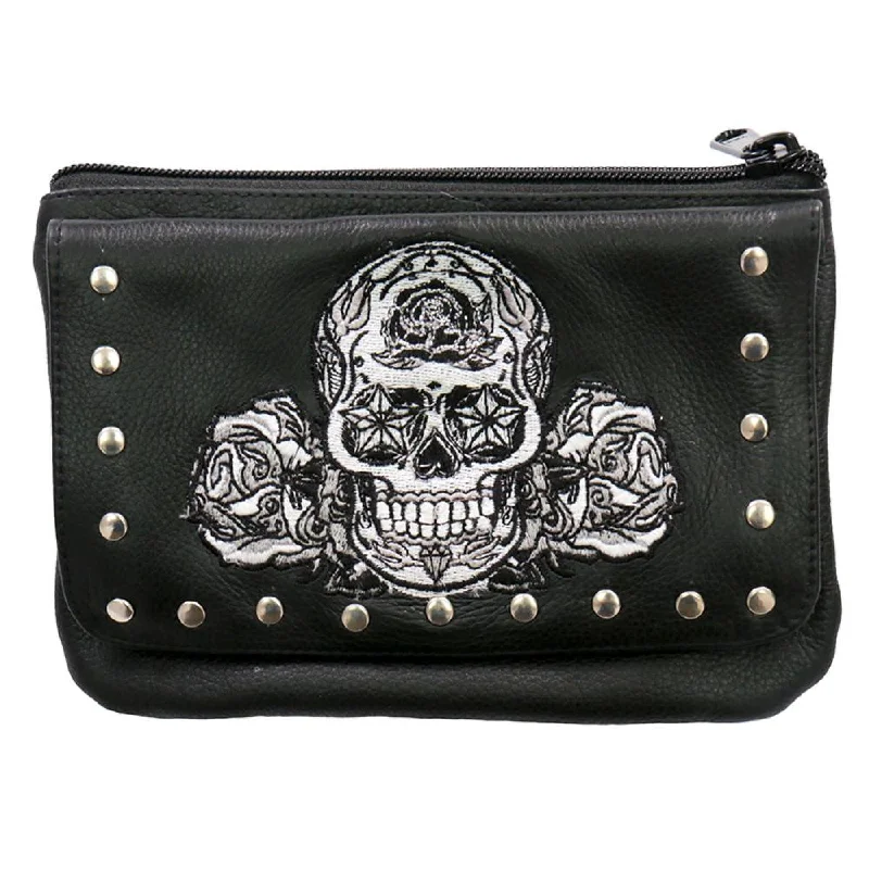 Single-shoulder Neck Design Hot Leathers CPE2104 Clip Pouch Embroidered Banner Heart