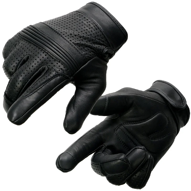 Fashionable Items Milwaukee Leather MG7516 Men's Black Leather ’I - Touchscreen Compatible’ Gel Palm Motorcycle Hand Gloves W/ Flex Knuckles
