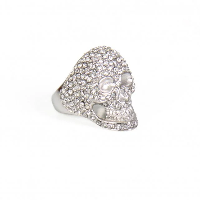 Youthful Street Fashion Hot Leathers JWR1113 Bling Skull Stainless Steel Ring