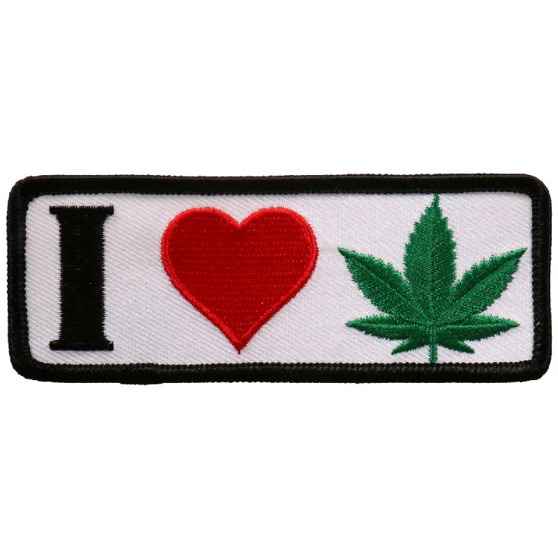 Soft Fashion Hot Leathers PPL9684 I Heart Weed 4"x2" Patch