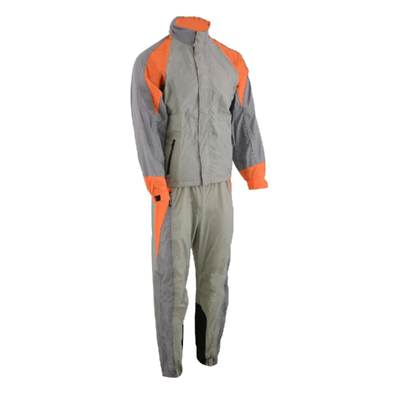 Preview New Products Milwaukee Leather SH2346SGO Men's Gray and Orange Water Resistant Rain Suit with Reflective Piping