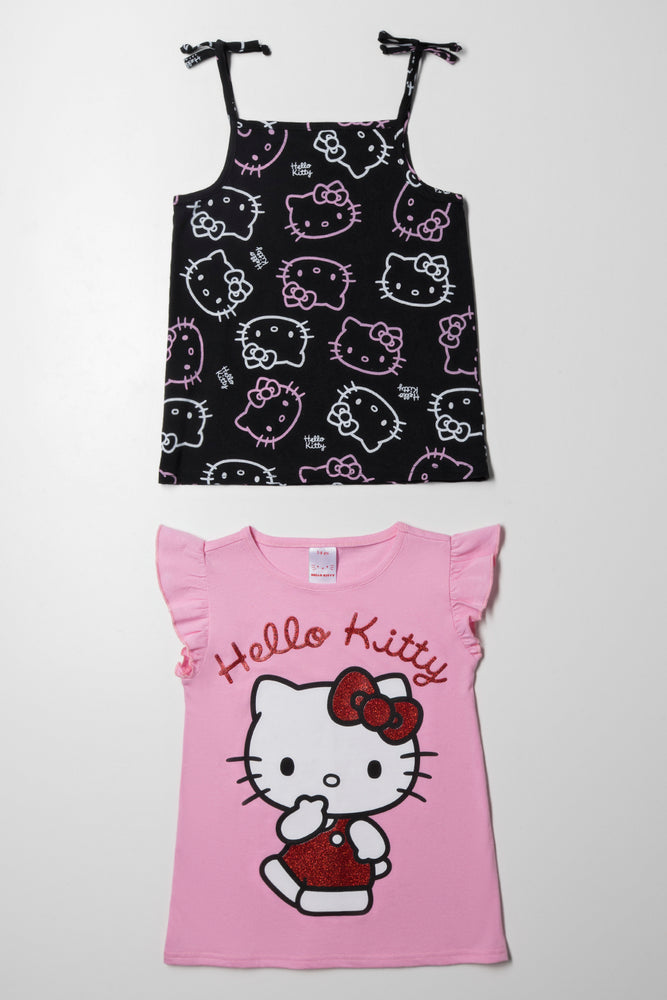 Elegant Style Hello Kitty 2 Pack T-Shirts Black And Pink