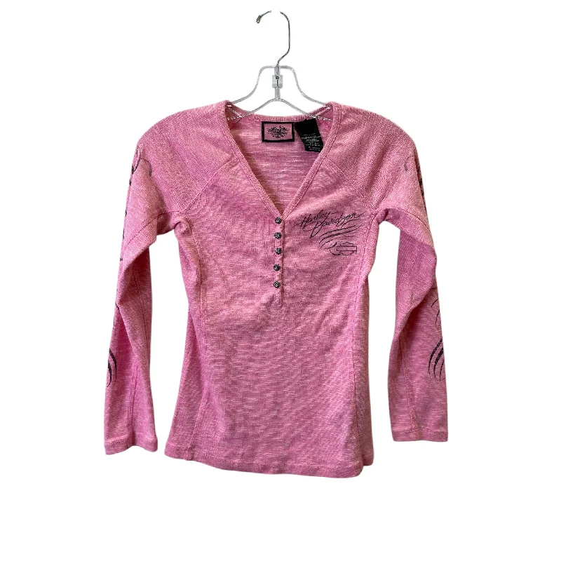 Soft Trends Top Ls By Harley Davidson In Pink, Size:Xs