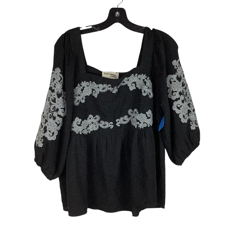 Soft Casuals Top Long Sleeve By Savanna Jane In Black, Size: L