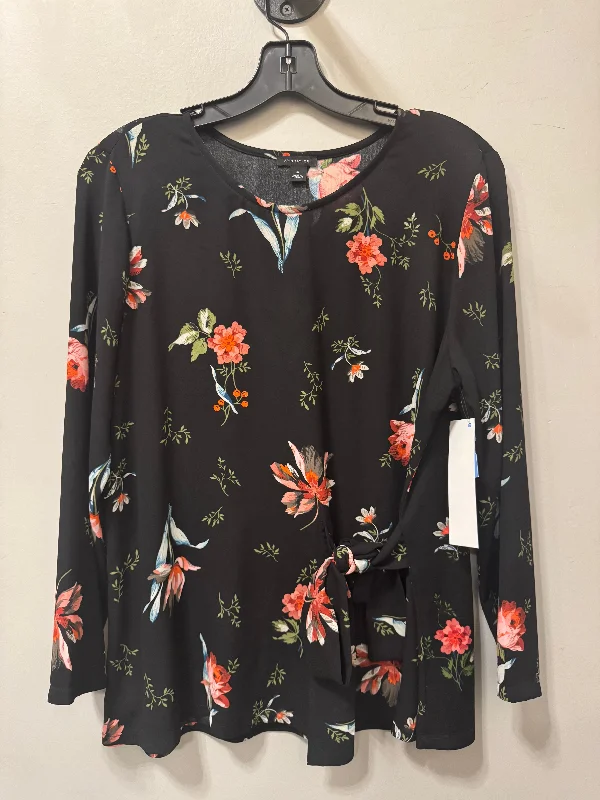 Youthful Top Long Sleeve By Ann Taylor In Black & Red, Size: M