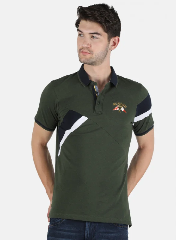 Nightclub Style Men Olive Plain T-Shirt
