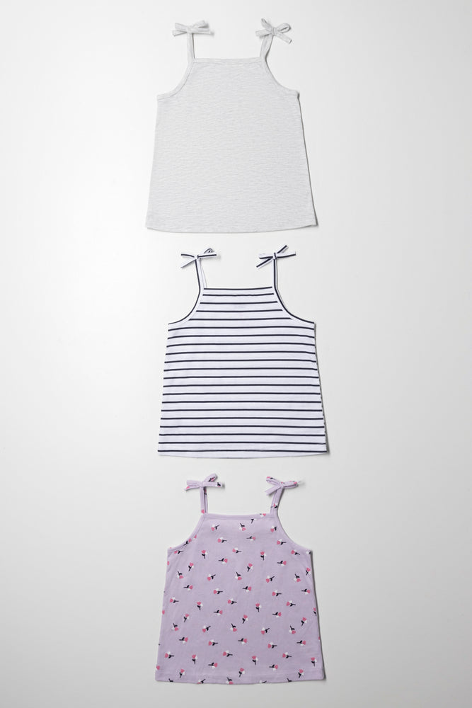 Designer Style 3 Pack Strappy Vests Lilac