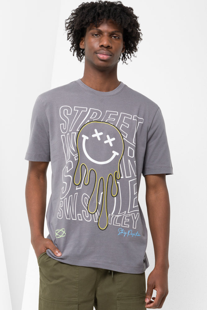 High Street Fashion Cube X S.W. Smiley Short Sleeve T-Shirt Grey