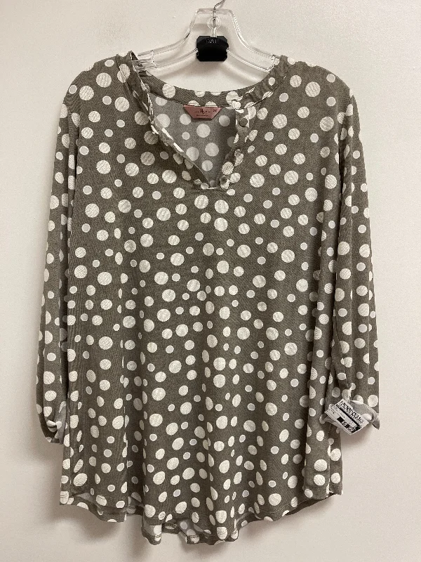 High-end Fashion Top Long Sleeve By Sjs In Polkadot Pattern, Size: Xl