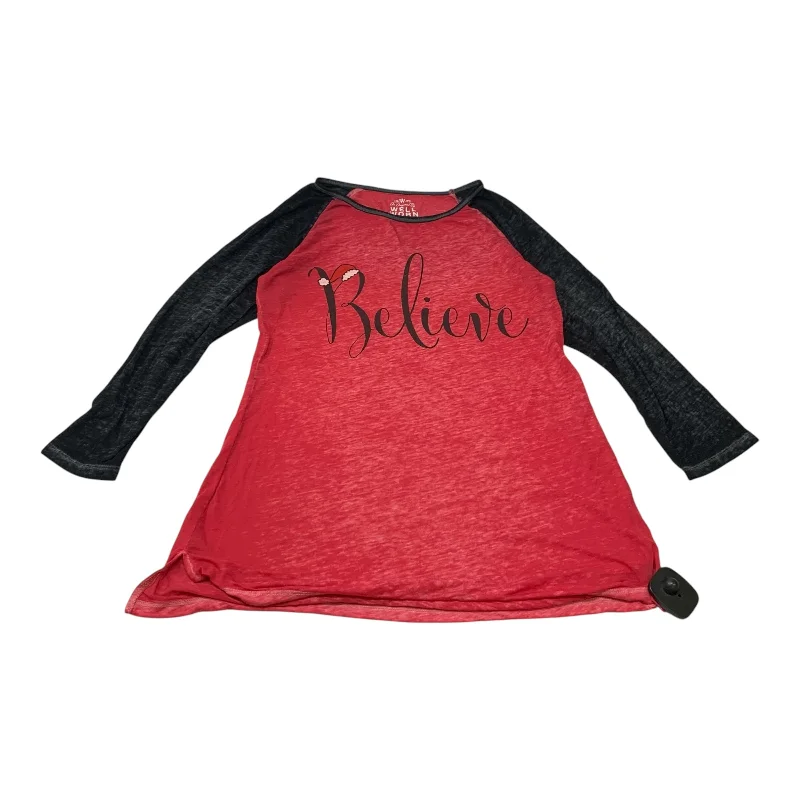 Stylish Casuals Top 3/4 Sleeve By Well Worn In Pink, Size:M