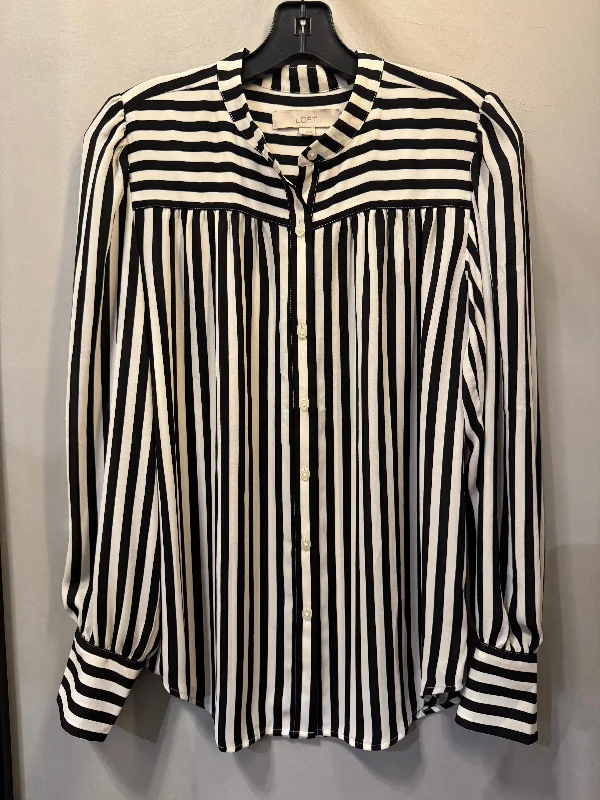 Cozy Essentials Wear Top Long Sleeve By Loft In Black & White, Size: S