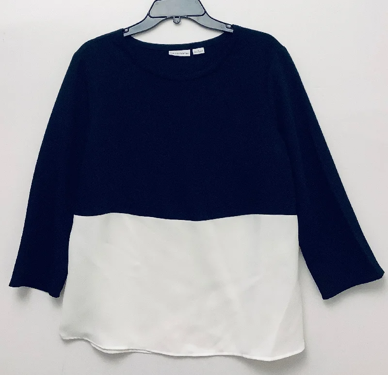 Celebrity Must-have Top Long Sleeve By Liz Claiborne In Black & White, Size: L