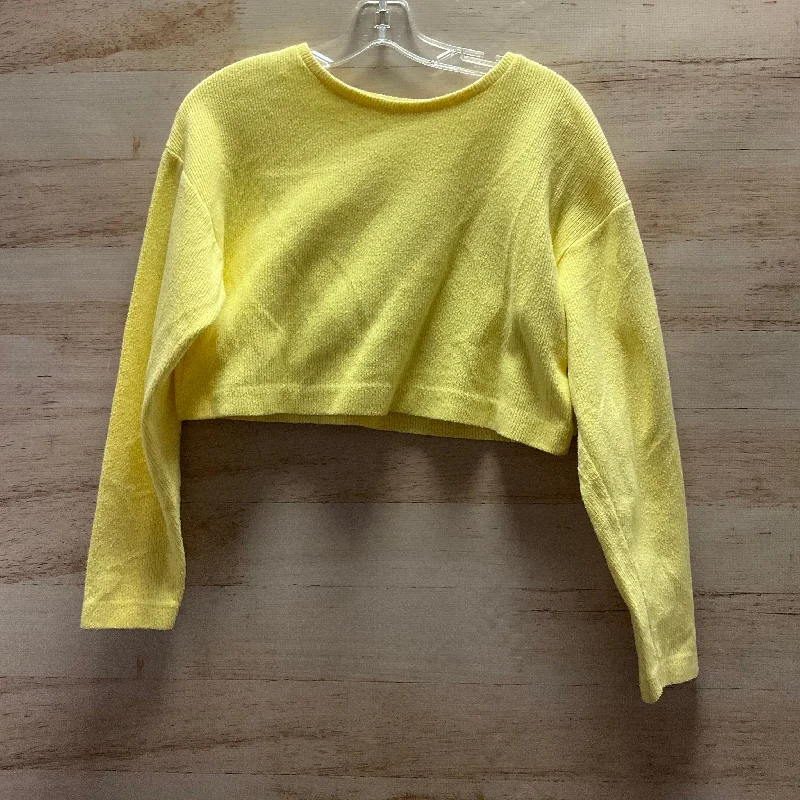 Relaxed Tops Top Long Sleeve By Zara In Yellow, Size: M