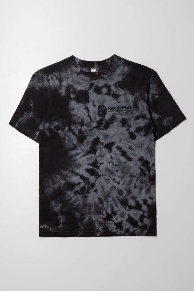 Simple Solid Color Tie Dye Short Sleeve T-Shirt Grey