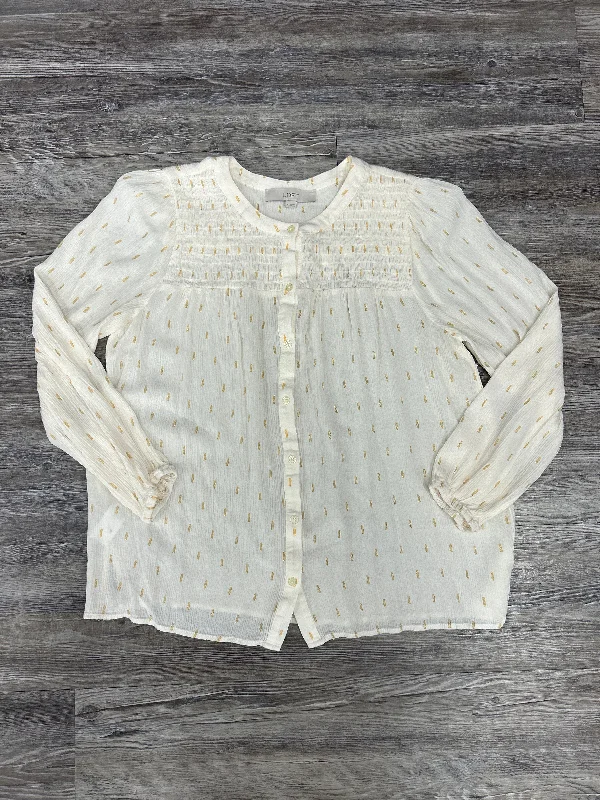 Wearable At Home Or Out Top Long Sleeve By Loft In Cream, Size: M