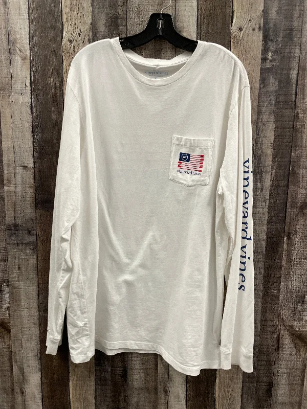 Casual Chic Wear Top Long Sleeve By Vineyard Vines In White, Size: Xl