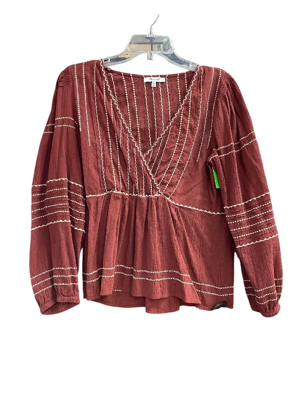 Economic Outlook Top Long Sleeve By Madewell In Red, Size: M