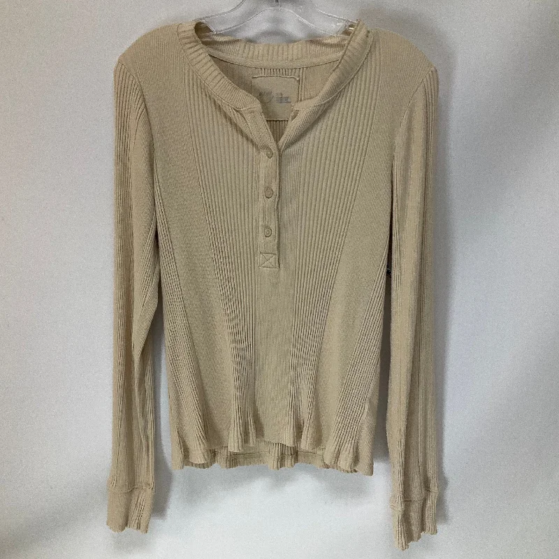 Street Fashion Top Long Sleeve By Aerie In Cream, Size: Xl
