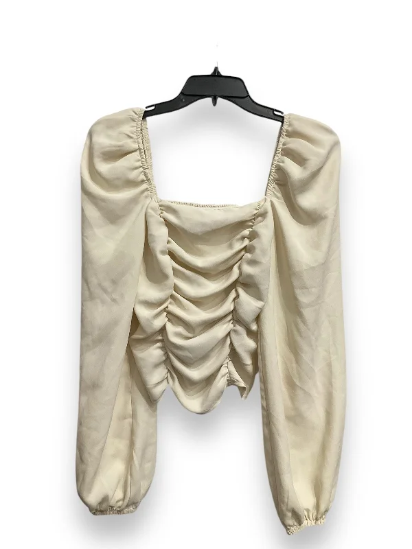 Comfortable And Versatile Top Long Sleeve By Express In Cream, Size: Xs