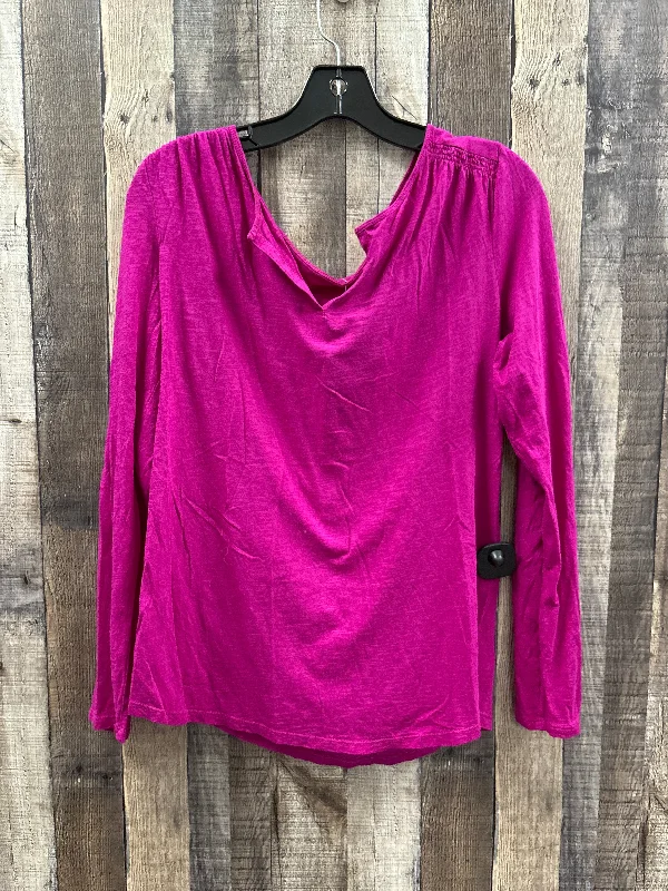 Fashionable Inner Wear Top Long Sleeve Basic By Loft In Purple, Size: L
