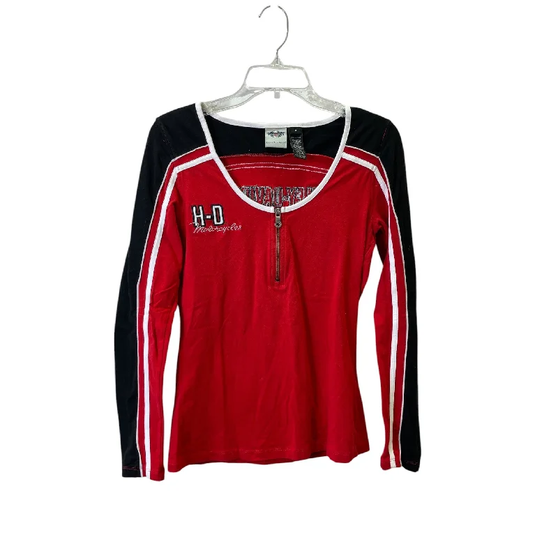 Easy Chic Wear Top Ls By Harley Davidson In Black & Red, Size:S