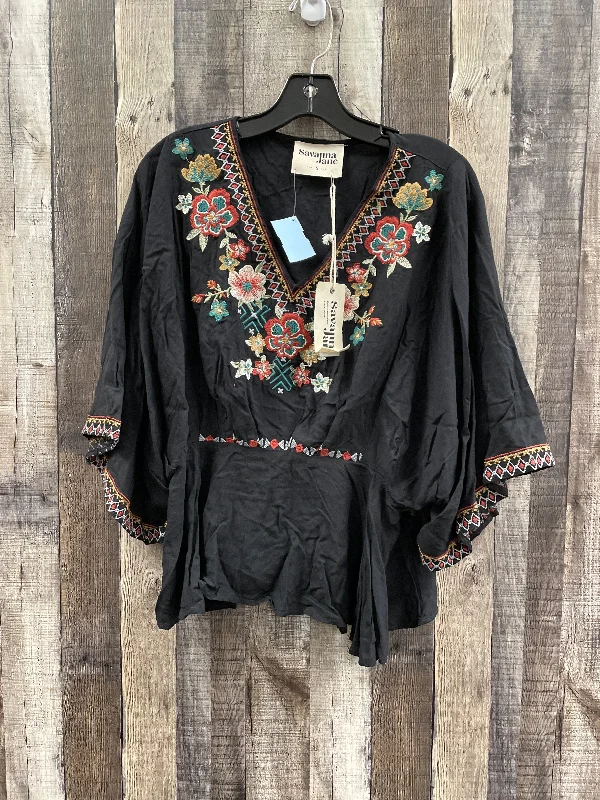 Comfort Fit Top 3/4 Sleeve By Savanna Jane In Black, Size: S