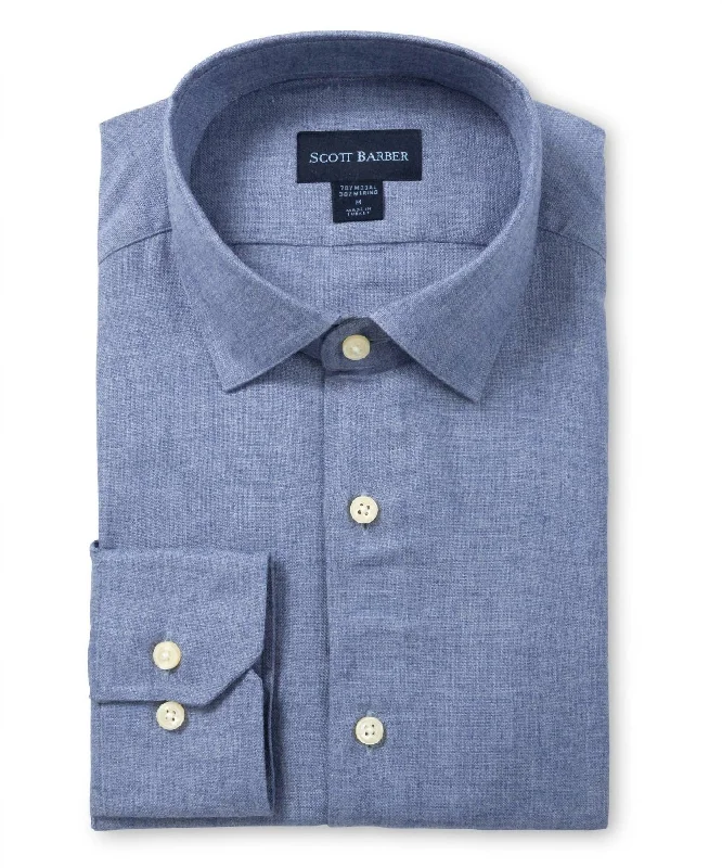 Comfortable And Casual Men's Heathered Solid Shirt In Navy