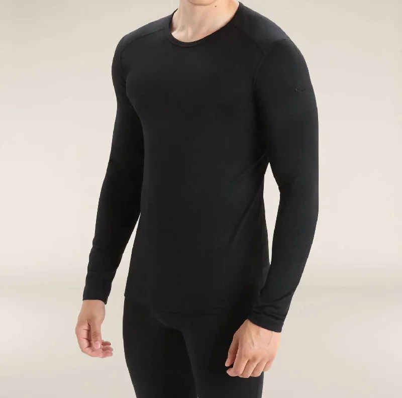 Unique Prints Men's 200 Oasis Long Sleeve Crewe Thermal Top In Black