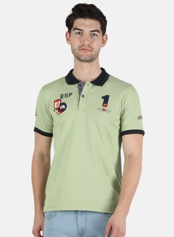 Lazy Style Men Green Plain T-Shirt