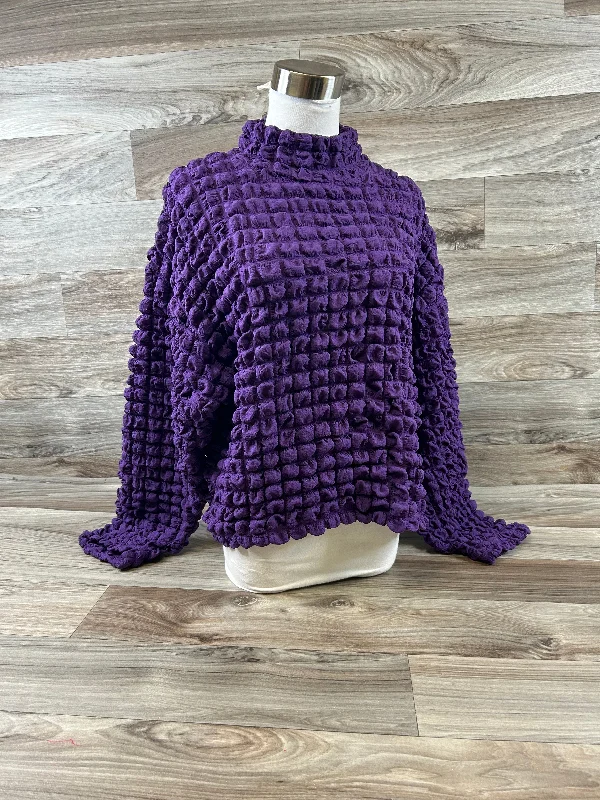 Spring Fashion Top Long Sleeve By Zara In Purple, Size: M
