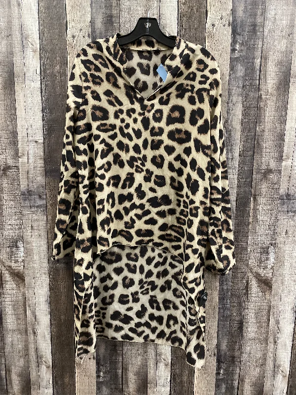 Trendy Casuals Tunic Long Sleeve By Cmf In Animal Print, Size: L