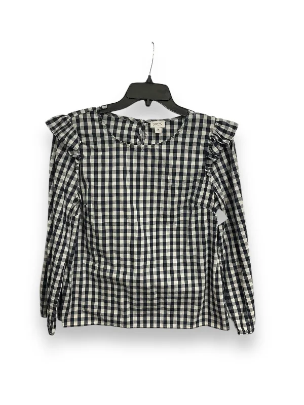Cool Breeze At Night Top Long Sleeve By J. Crew In Plaid Pattern, Size: M