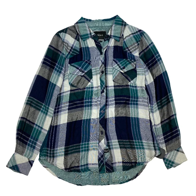 Fashion Must-have Top Long Sleeve By Rails In Blue & Green, Size: Xs