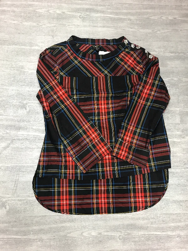 Moisture wicking Top Long Sleeve By J. Crew In Plaid Pattern, Size: 10